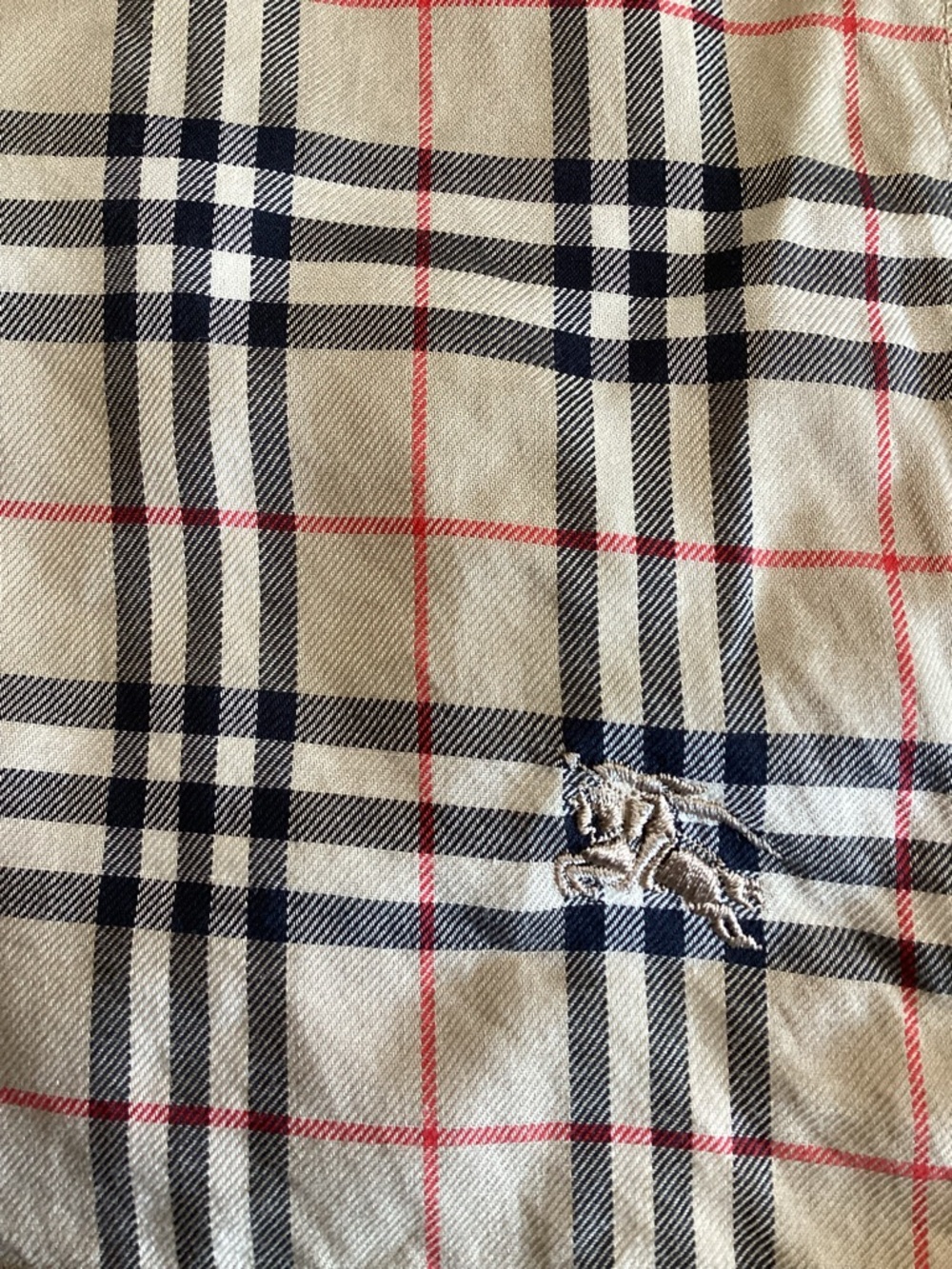 Vintage Burberry Beige Plaid Square with Black, White and Red Lines 18.5 x 18.5 - Picture 3 of 7
